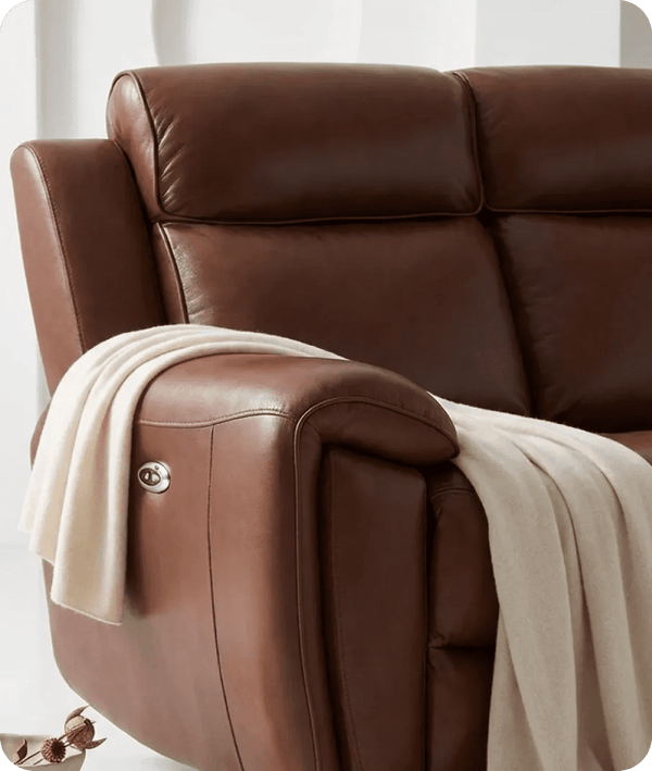 Leo Genuine Leather Tan Electric Power Recliner 2 Seater