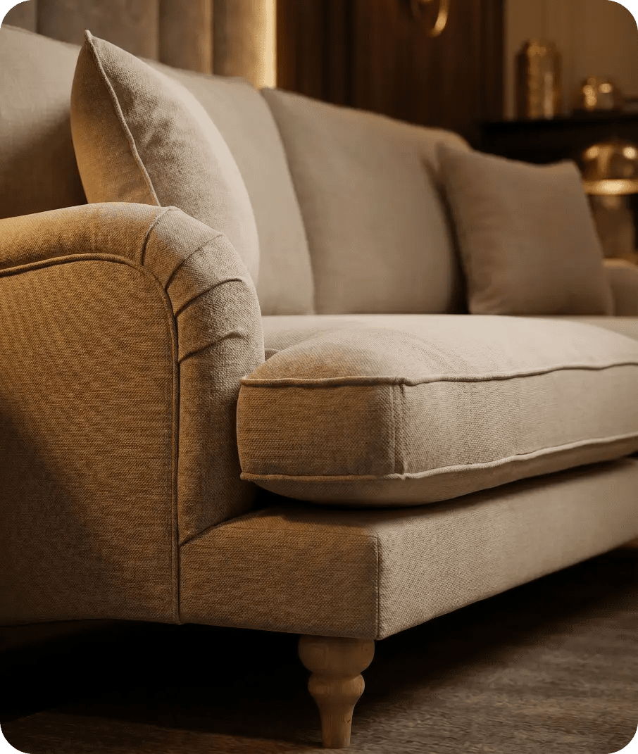 Livie Cream Fabric Three Seater