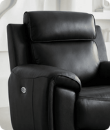 Leo Genuine Leather Black Electric Power Recliner Armchair