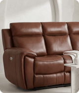 Leo Genuine Leather Tan Electric Power Recliner 3 Seater