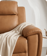 Leo Genuine Leather Caramel Armchair with Electric Power Recliner
