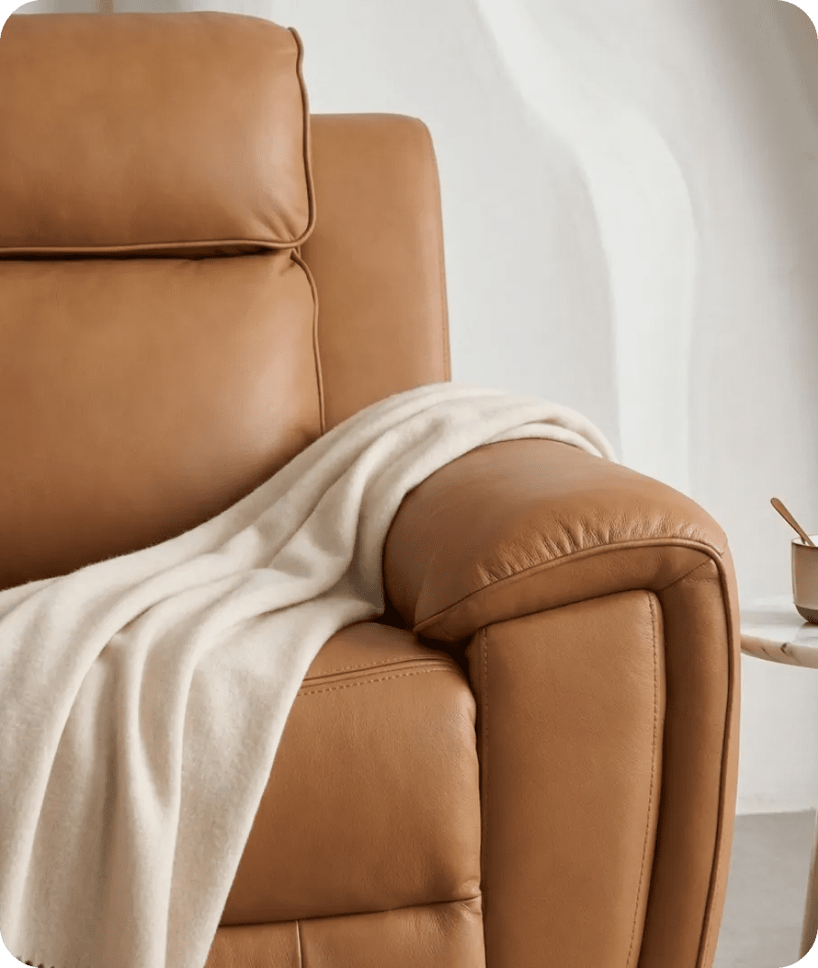 Leo Genuine Leather Caramel Armchair with Electric Power Recliner