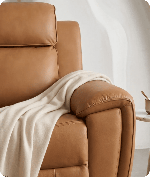 Leo Genuine Leather Caramel Armchair with Electric Power Recliner