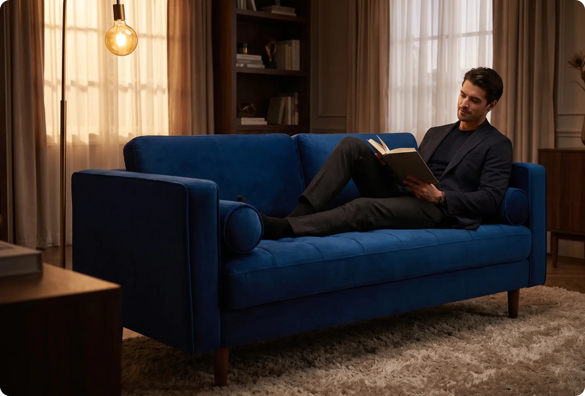 Scott Midnight Velvet 2 Seater Sofa