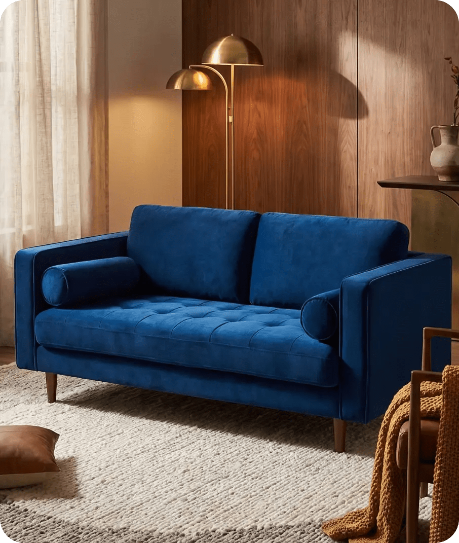 Scott Midnight Velvet 2 Seater Sofa