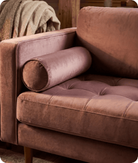 Scott Dusty Rose Velvet 4 Seater Sofa