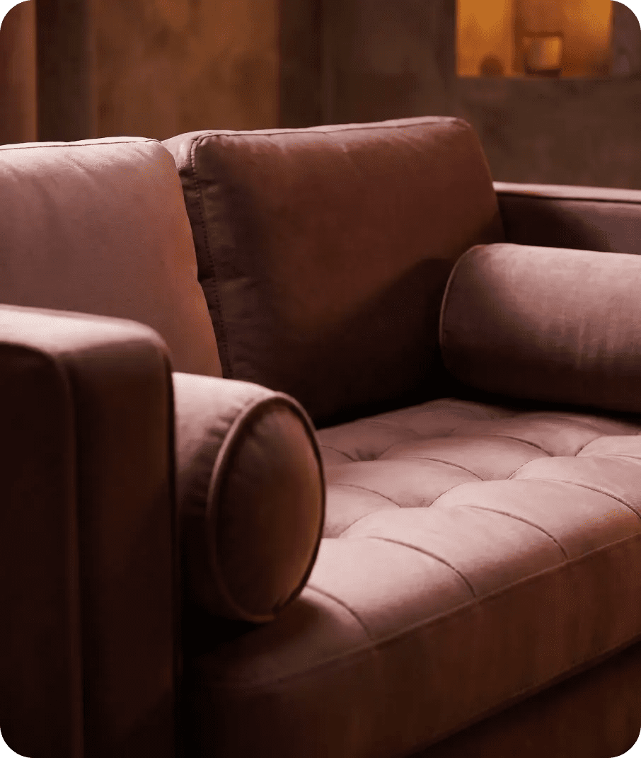 Scott Dusty Rose Velvet 4 Seater Sofa