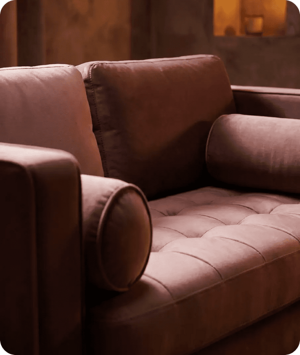 Scott Dusty Rose Velvet 4 Seater Sofa