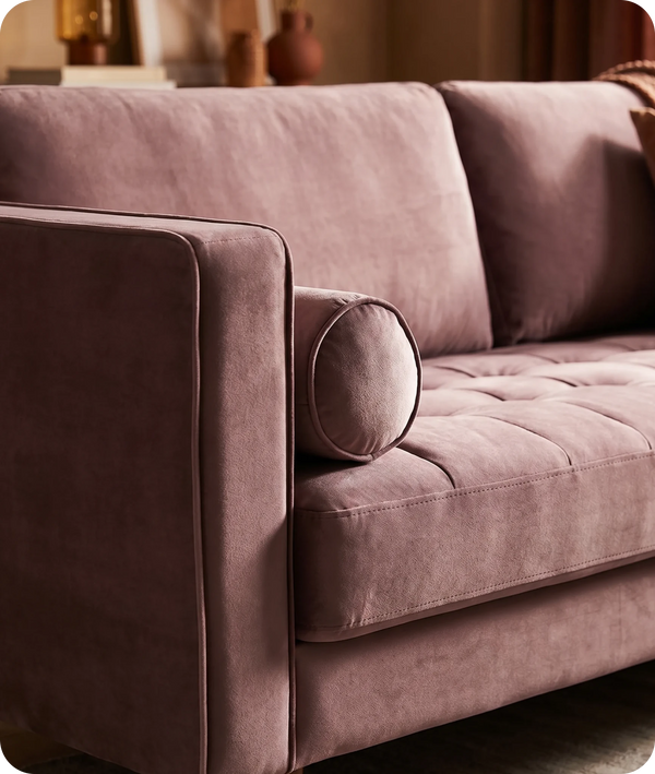 Scott Dusty Rose Velvet 4 Seater Sofa