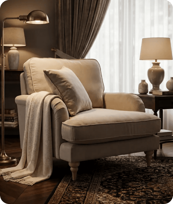 Livie Cream Fabric Armchair