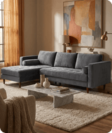 Scott Grey Velvet Corner Sofa LHC
