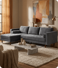 Scott Grey Velvet Corner Sofa LHC