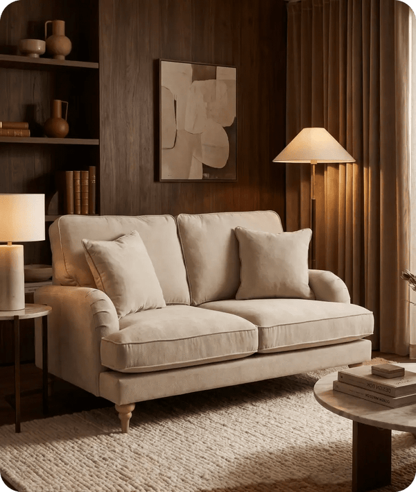 Livie Cream Fabric Two Seater