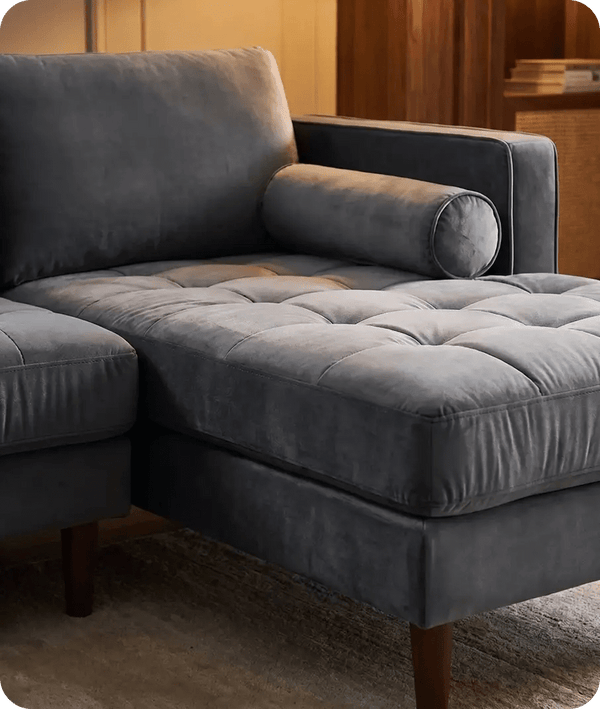 Scott Grey Velvet Corner Sofa LHC