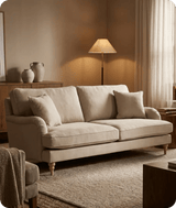 Livie Cream Fabric Three Seater