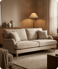 Livie Cream Fabric Three Seater
