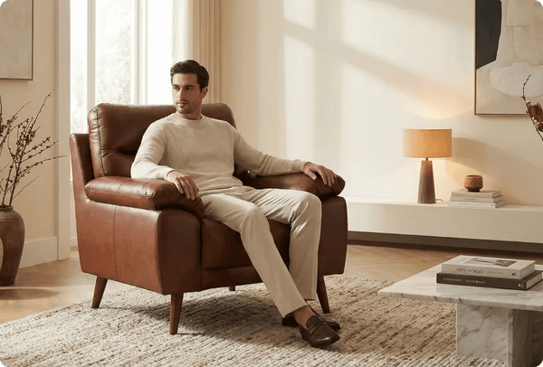 Ascot Genuine Leather Tan Armchair