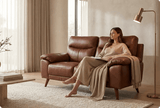 Ascot Genuine Leather Tan 2 Seater Sofa - Sofa-Direct