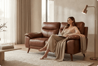 Ascot Genuine Leather Tan 2 Seater Sofa - Sofa-Direct