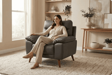 Ascot Genuine Leather Grey Armchair - Sofa-Direct