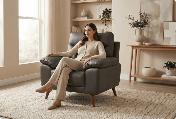 Ascot Genuine Leather Grey Armchair