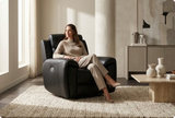 Leo Genuine Leather Black Electric Power Recliner Armchair
