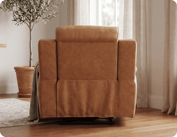 Leo Genuine Leather Caramel Armchair with Electric Power Recliner