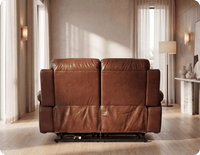 Milano Genuine Leather Tan Electric Power Recliner 2 Seater