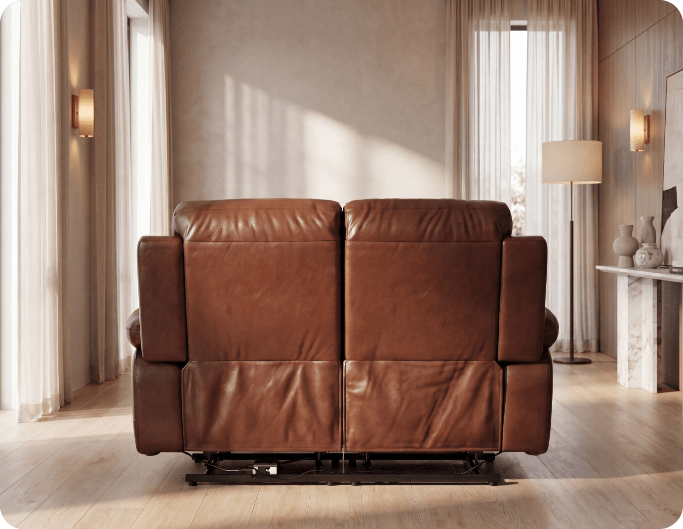 Milano Genuine Leather Tan Electric Power Recliner 2 Seater