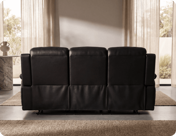 Martini Genuine Leather Black Electric Power Recliner 3 Seater Sofa
