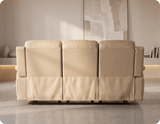 Martini Genuine Leather Cream Electric Power Recliner 3 Seater Sofa