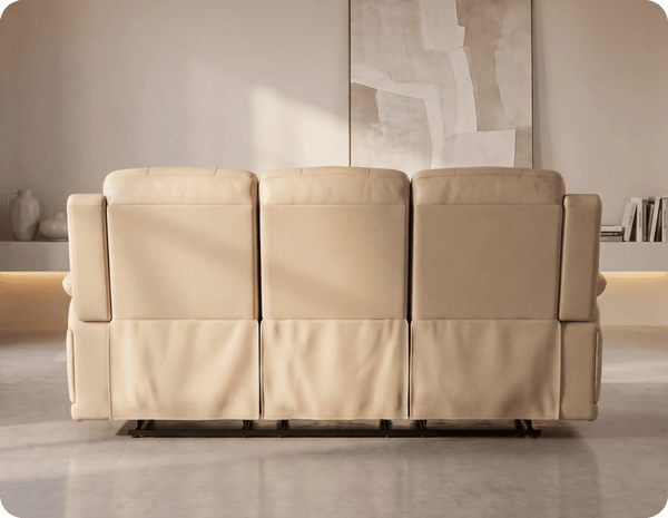 Martini Genuine Leather Cream Electric Power Recliner 3 Seater Sofa