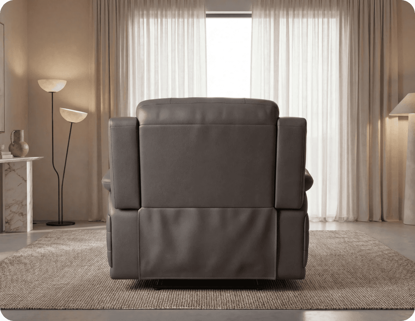 Martini Genuine Leather Grey Electric Power Recliner Armchair