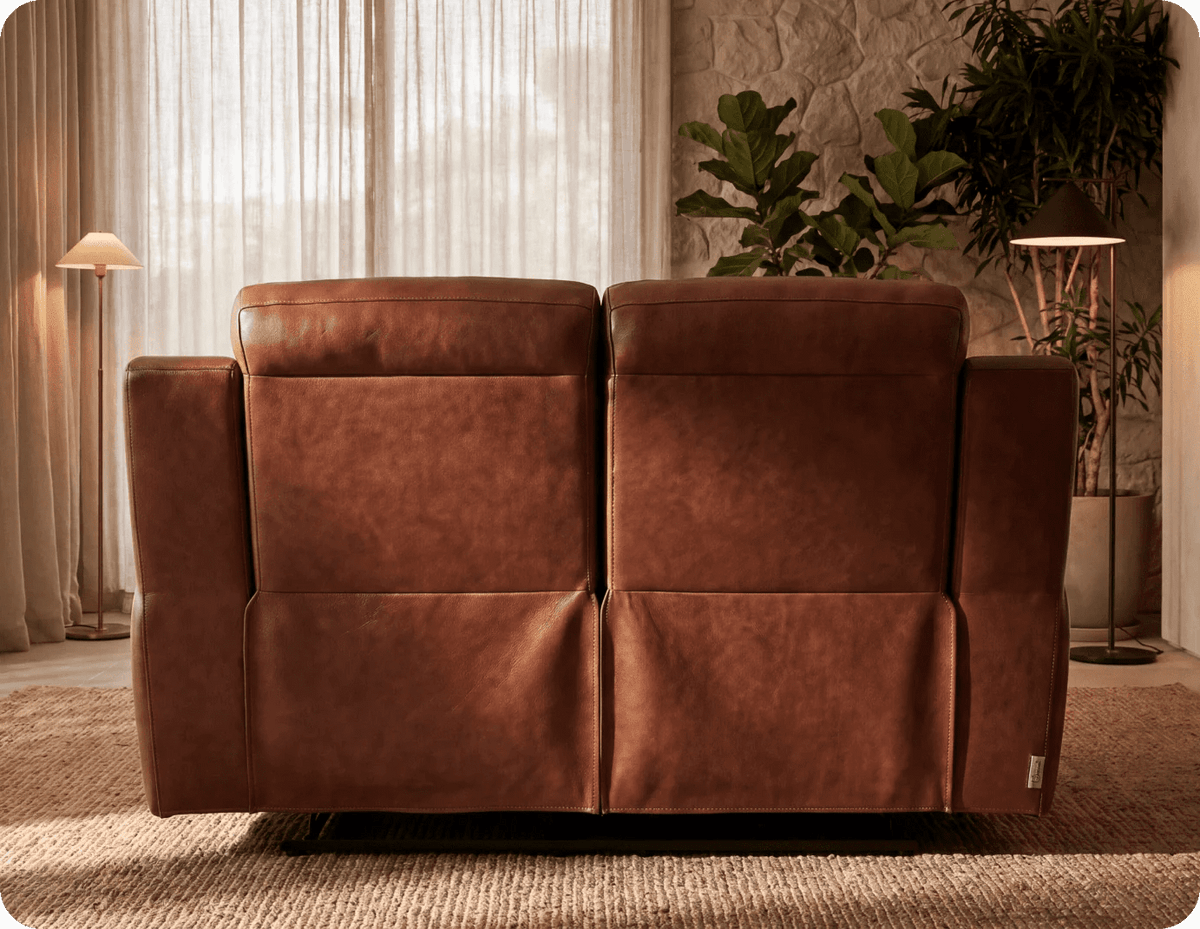 Leo Genuine Leather Tan Electric Power Recliner 2 Seater Sofa