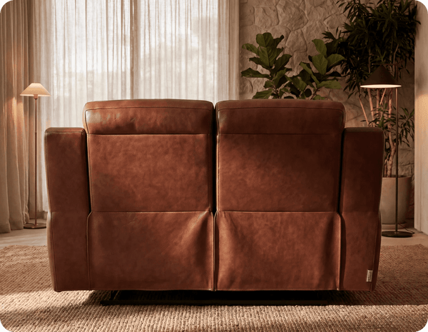 Leo Genuine Leather Tan Electric Power Recliner 2 Seater Sofa