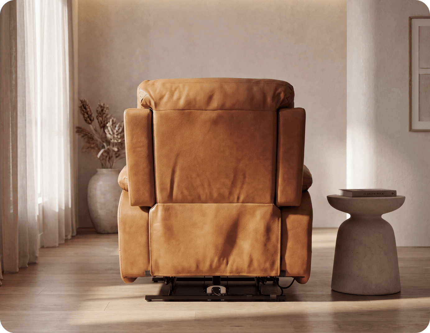 Milano Genuine Leather Caramel Electric Power Recliner Armchair