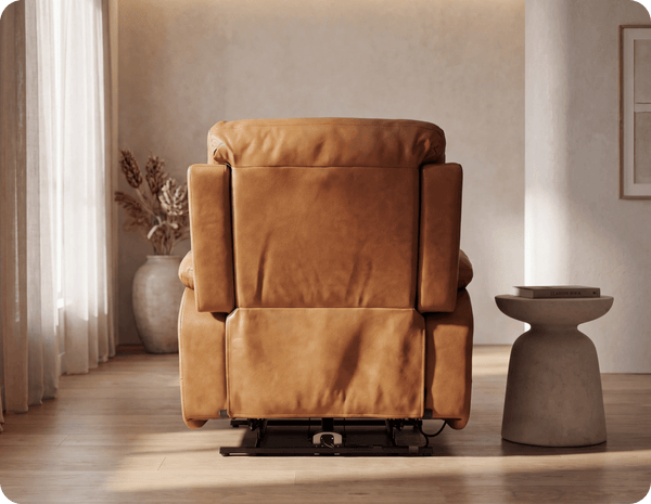 Milano Genuine Leather Caramel Electric Power Recliner Armchair