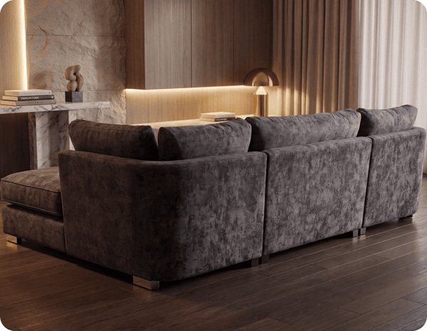 Westminster Coal Alaska Fabric U Shape High Back Corner Sofa
