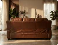 Veloura Tan Leather 3 Seater Sofa
