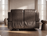 Milano Genuine Leather Grey Electric Power Recliner 2 Seater Sofa