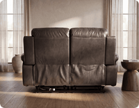 Milano Genuine Leather Grey Electric Power Recliner 2 Seater Sofa