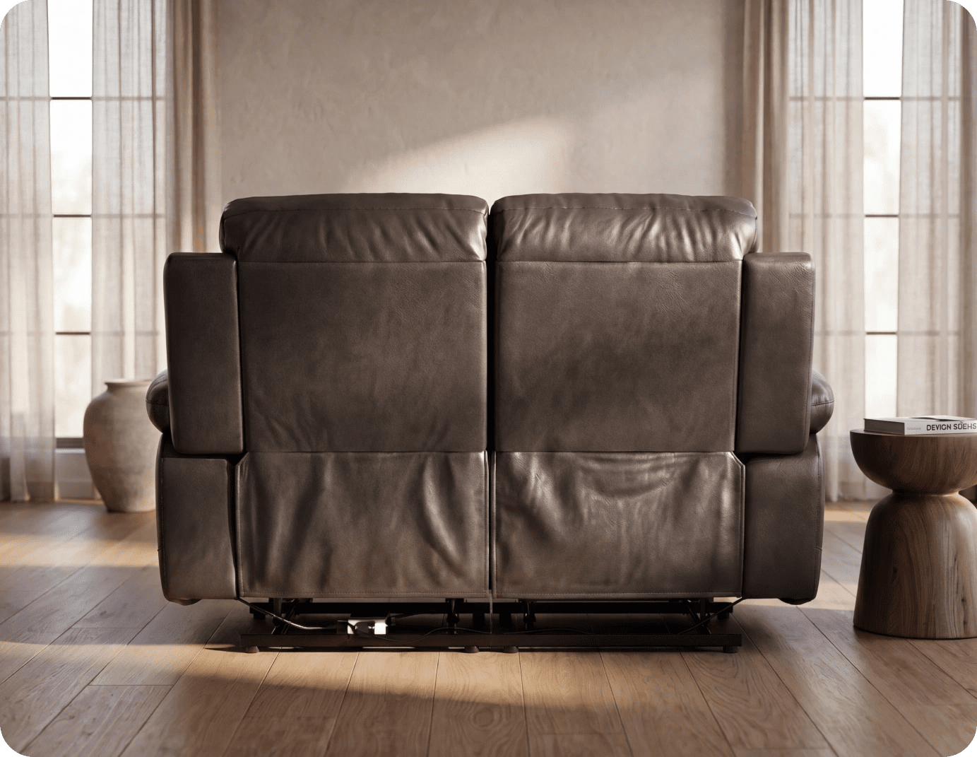 Milano Genuine Leather Grey Electric Power Recliner 2 Seater Sofa