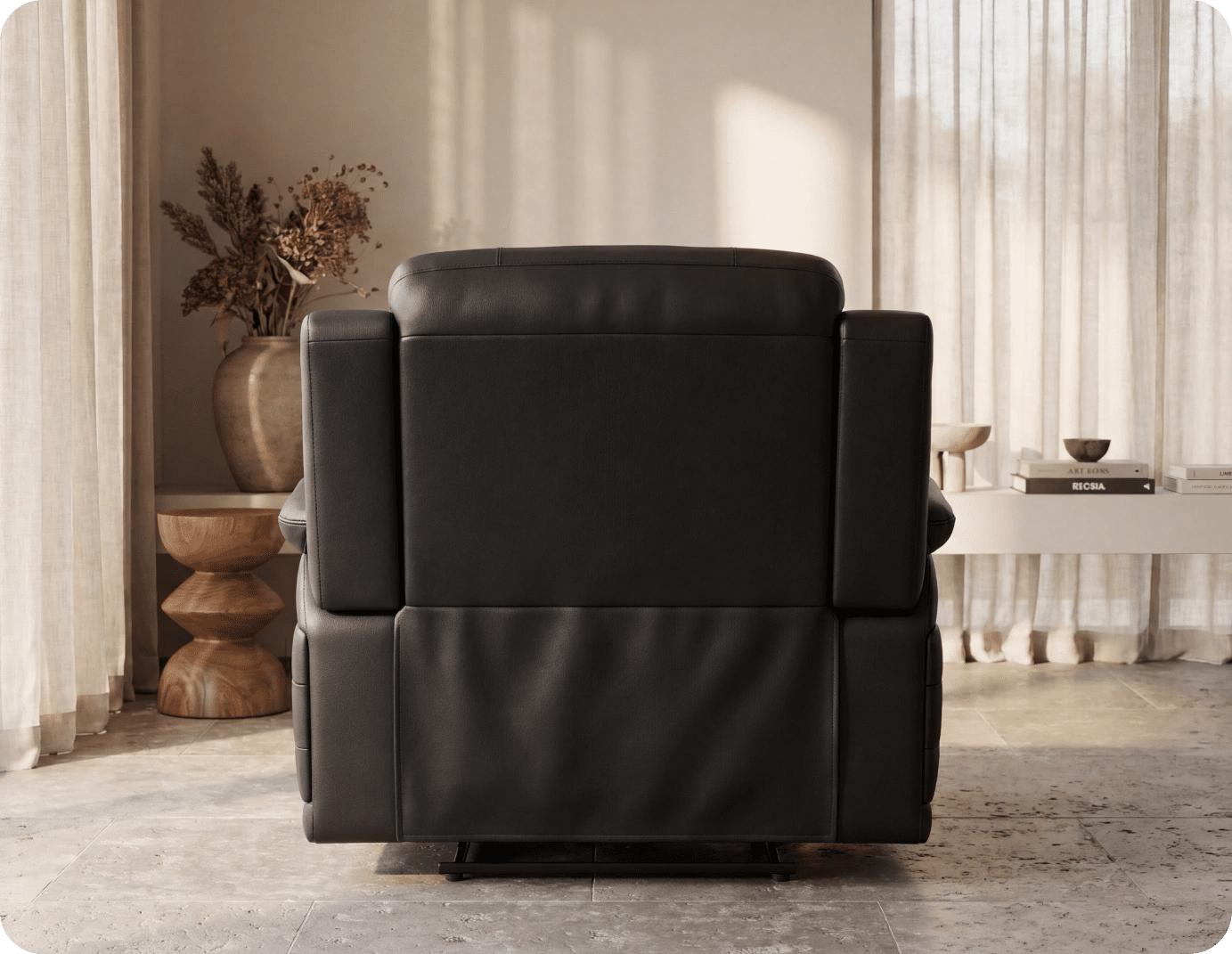 Martini Genuine Leather Black Electric Power Recliner Armchair
