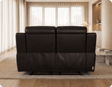 Leo Genuine Leather Black Electric Power Recliner 2 Seater Sofa