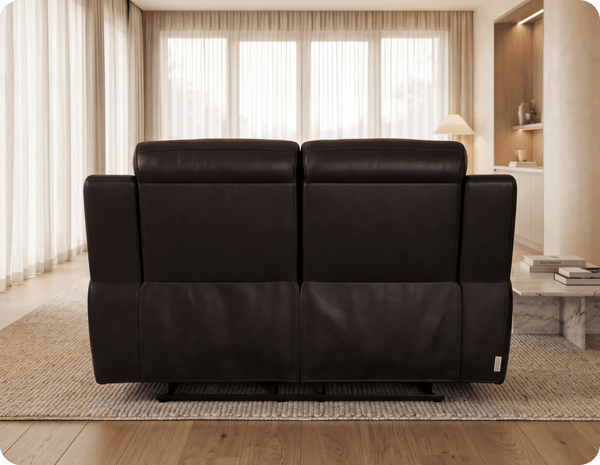 Leo Genuine Leather Black Electric Power Recliner 2 Seater Sofa