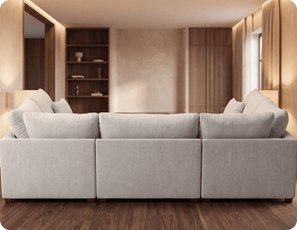 Mayfair Silver  Fabric U Shape High Back Corner Sofa + Footstool