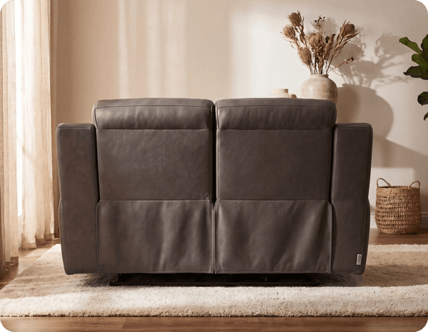 Leo Genuine Leather Grey Electric Power Recliner 2 Seater Sofa