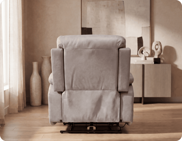 Milano Genuine Leather Light Grey Electric Power Recliner Armchair