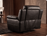 Leo Genuine Leather Black Electric Power Recliner Armchair