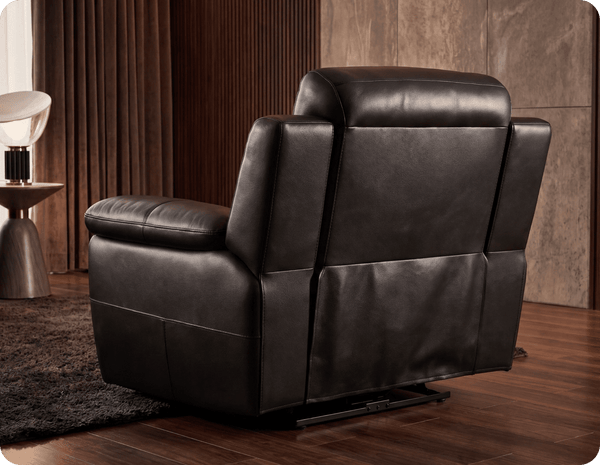 Leo Genuine Leather Black Electric Power Recliner Armchair